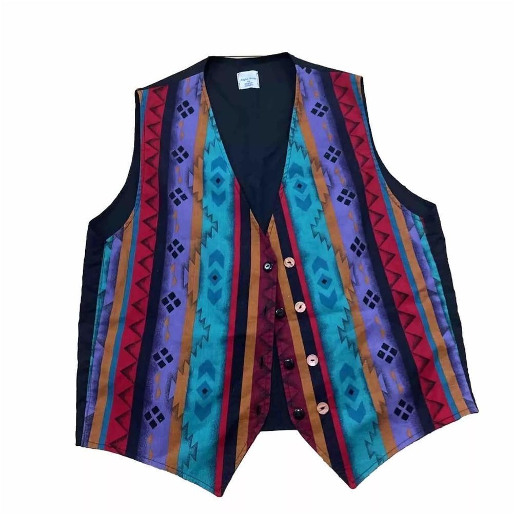 Joyful Noise by RayLyn Designs 90s Aztec Western Vest Women Southwestern Cowgirl
